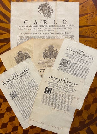 Item #1067 [TOBACCO PROHIBITION, ITALY 1734-1764]. Small collection of Proclamations, together 6...