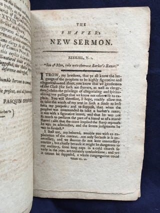 [FAKE SERMON - AMERICAN HUMOR, 1796]. The Shaver's New Sermon for the Fast Day. Respectfully inscribed to the Rev. and laborious clergy of the Church of England