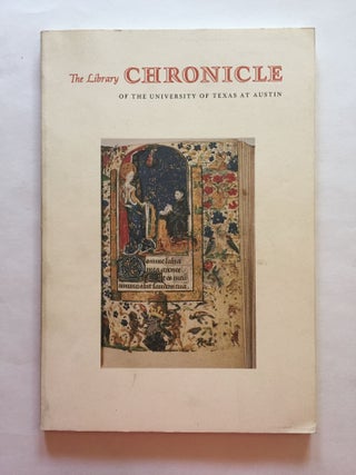 Item #1773 [Medieval and Renaissance Manuscripts]. The Library Chronicle of the University of...