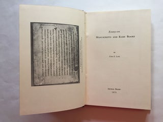 Item #1795 Essays on Manuscripts and Rare Books. Cora E. Lutz