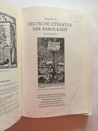 Deutsche Literature der Barockzeit. Complete set of 3 vols. (Katalogs 706, 707, 770)
