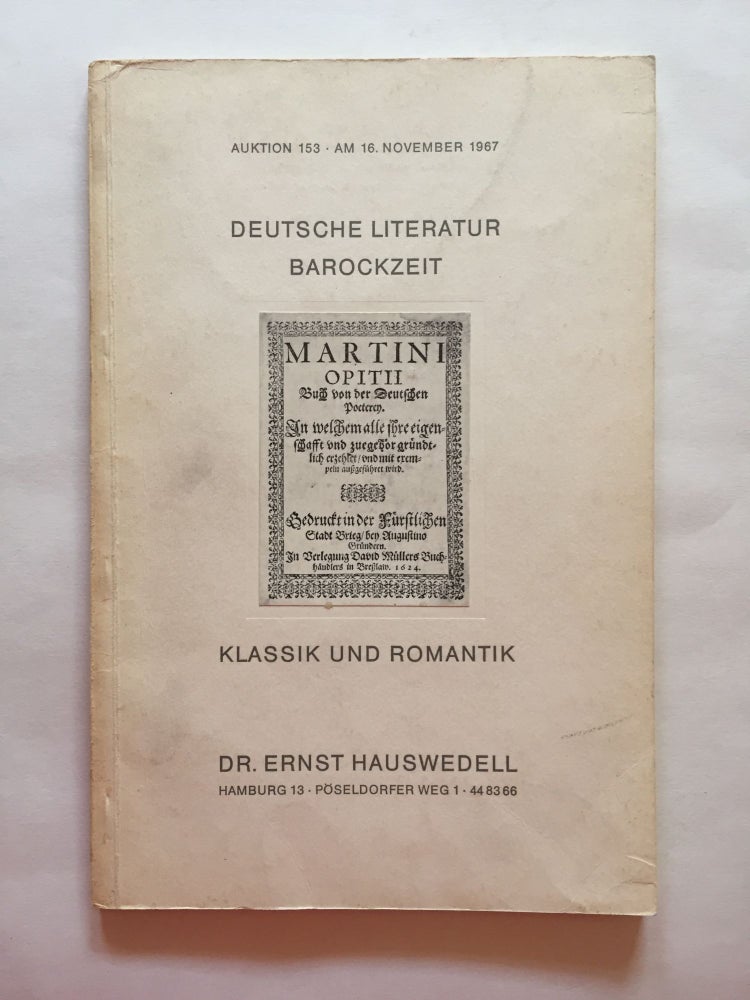 Item #1831 Deutsche Literature Barockzeit: Klassik und Romantik. Ernst Hauswedell.