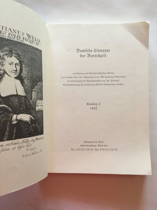 Deutsche Literatur der Barockzeit. Ein Katalog zum Gedenken Christian Weises, der in diesem Jahr 350. Geburtstag feiert. Katalog 3