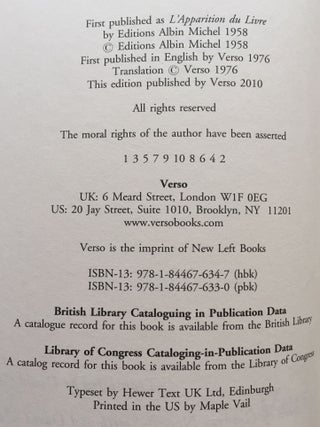 The Coming of the Book: The Impact of Printing, 1450-1800