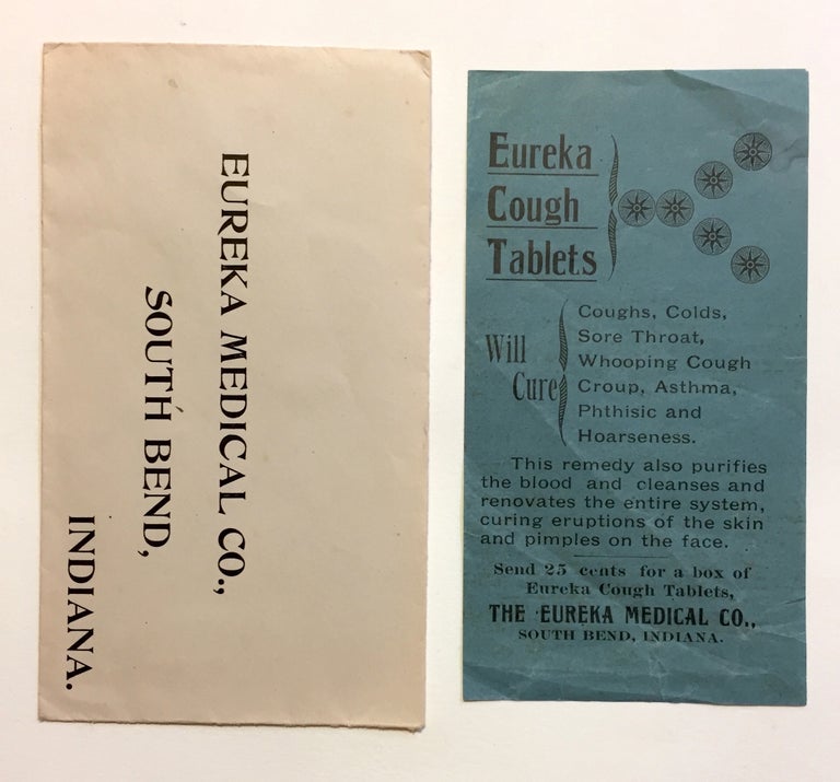 Item #2602 Eureka Cough Tablets. Will Cure Coughs, Colds, Sore Throat, Whooping Cough, Croup, Asthma [...]. Ephemera, Eureka Medical Co.