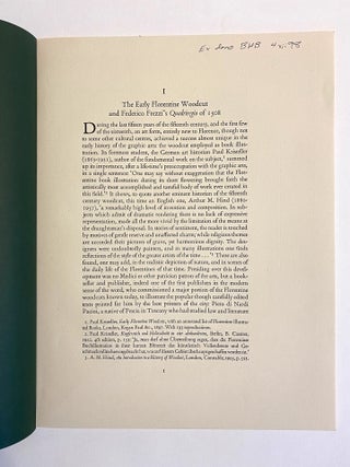 Item #3175 The Early Florentine Woodcut and Federico Frezzi's 'Il Quadriregio' of 1508 (offprint...