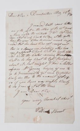 Item #3249 [Scotland]. Letter Signed, to John Adam, Esq. concerning repairs to Dumbarton Castle....