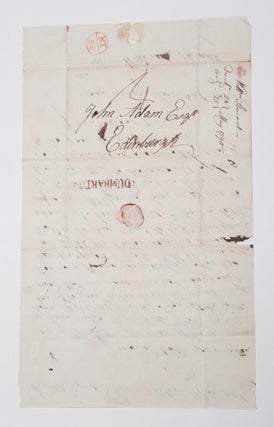 [Scotland]. Letter Signed, to John Adam, Esq. concerning repairs to Dumbarton Castle
