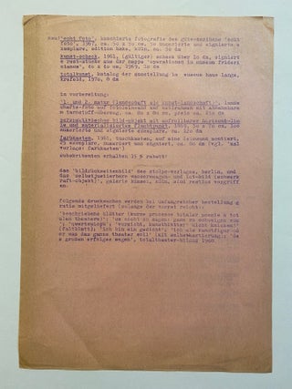 [CONCRETE POET'S AUTO-BIBLIOGRAPHY, 1970-1971]. Lieferbare multiples, Mappen, Bucher, Kataloge, Plakate (Liste 2)