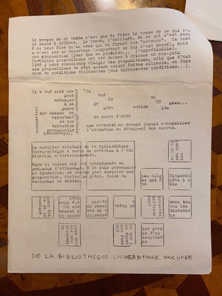 [CONCRETE POETRY / MAI 1968 UPRISING / "META-ART"]. Orleans mai-juin 1968 / La Bibliotheque Universitaire est occupee