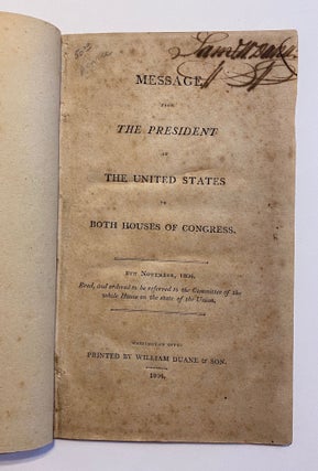 Item #3386 [EARLY WORK ON MISSOURI & MINING IN THE WEST]. Message of the President of the United...
