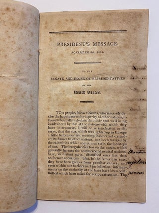 [EARLY WORK ON MISSOURI & MINING IN THE WEST]. Message of the President of the United States to Both Houses of Congress. 8th November, 1804. Read, and Ordered to be Referred to the Committee of the Whole House on the State of the Union