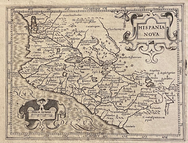 Item #3435 [1625 MAP OF WESTERN MEXICO, extracted from Purchas His Pilgrims]. "Hispania Nova" / "Hondius his Map of New Spaine" (sic). Samuel Purchas, Jodocus Hondius.