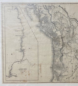 [HUGE MAP OF OREGON 1845]. Map of the Oregon Territory by the U.S. Ex. Ex. Charles Wilkes, Esqr. Commander 1841. [Inset map at left]: Columbia River Reduced from Survey Made by the U.S. Ex. Ex. 1841. [Below neat line at right]: J.H. Young & Sherman & Smith, N.Y.