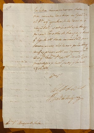 [1691 CADIZ MANUSCRIPT]. Letter Dr. Francisco de Velasco to the Duke of Sessa, presenting Dr. Abel Nesi