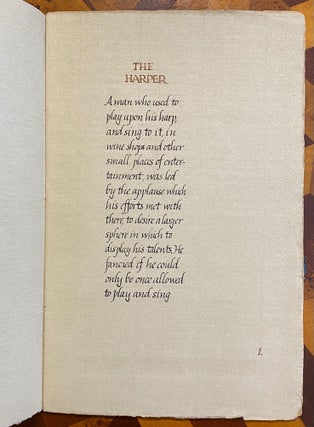 Item #3514 [CALLIGRAPHIC MANUSCRIPT]: The Harper and Other Fables. By Aesop. Lawrence Aesop ....