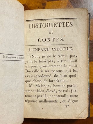 [FRENCH CHILDREN'S BOOK WITH HAND-COLORED PLATES]. Historiettes et Contes a ma Petite Fille et a mon Petit Garcon [Stories and Anecdotes for My Little Girl and My Little Boy]