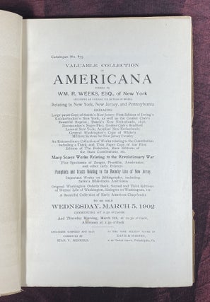 Item #3816 [ANTIQUARIAN BIBLIOGRAPHY - PRICED]. Valuable collection of Americana formed by Wm. R....