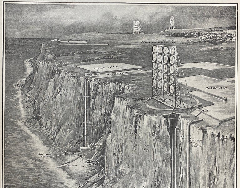 Item #3825 [RENEWABLE ENERGY IN 1911]. "The Commercial Utilization of Solar Radiation and Wind Power" [large illustration of the "Fessenden System" by Jill B. Robinson, with accompanying text, published in Scientific American]. Reginald Aubrey Fessenden.