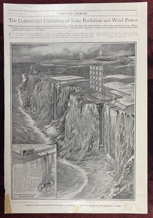 [RENEWABLE ENERGY IN 1911]. "The Commercial Utilization of Solar Radiation and Wind Power" [large illustration of the "Fessenden System" by Jill B. Robinson, with accompanying text, published in Scientific American]
