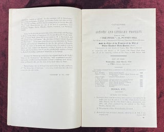 [PRE-RAPHAELITES]. Catalogue of artistic & literary property removed from "The Pines", 11 Putney (the home of A.C. Swinburne and Walter Theodore Watts-Dunton)