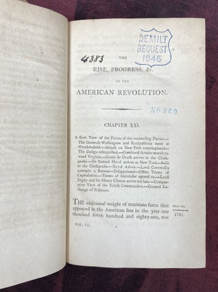 [1805 HISTORY OF THE AMERICAN REVOLUTION, WRITTEN BY A WOMAN HISTORIAN]. History of the Rise, Progress and Termination of the American Revolution Interspersed with Biographical, Political and Moral Observations