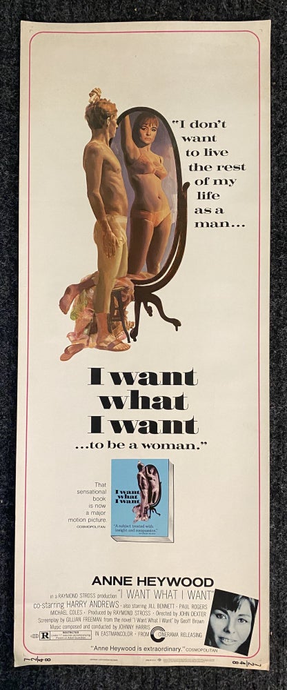Item #3977 [TRANSGENDER MOVIE POSTER 1972]. "I Don't Want to Live the Rest of My Life as a Man... I Want What I Want... To Be a Woman" Geoff Brown, author.
