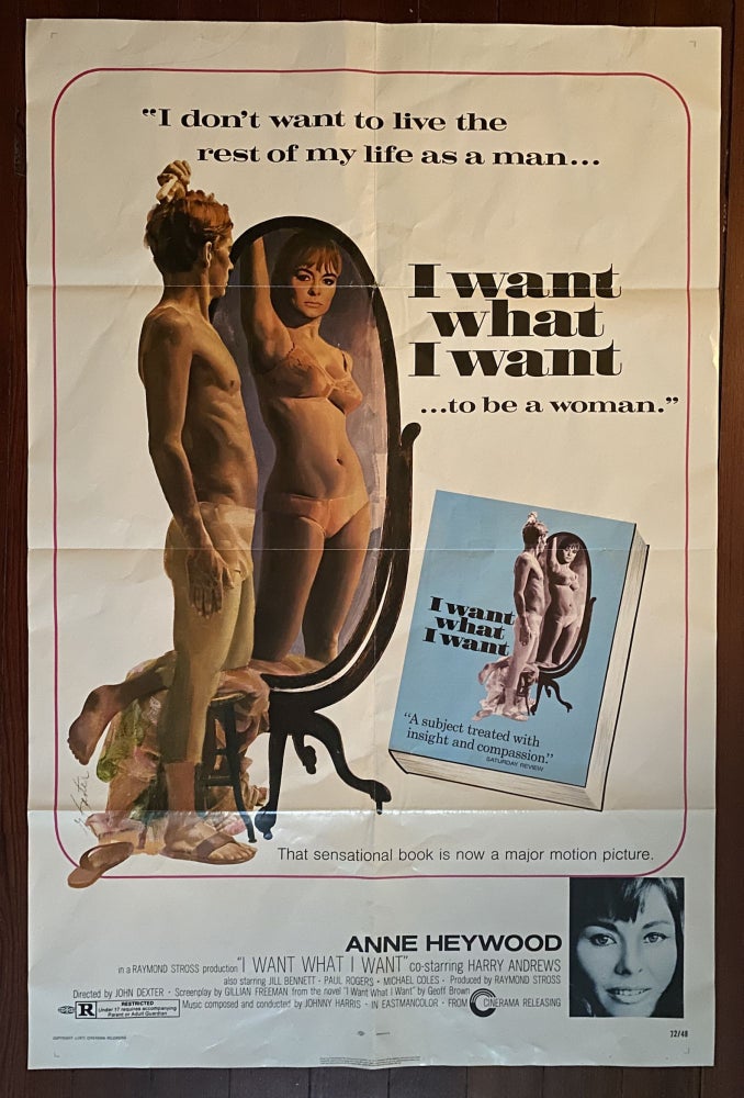 Item #3980 [TRANSGENDER MOVIE POSTER 1972]. "I Don't Want to Live the Rest of My Life as a Man... I Want What I Want... To Be a Woman" Geoff Brown, author.