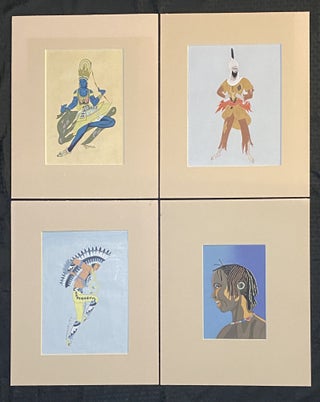 Item #3989 [HAND-PAINTED ART-DECO DEPICTIONS OF PEOPLE FROM EXOTIC LANDS IN ORNAMENTAL COSTUMES]....