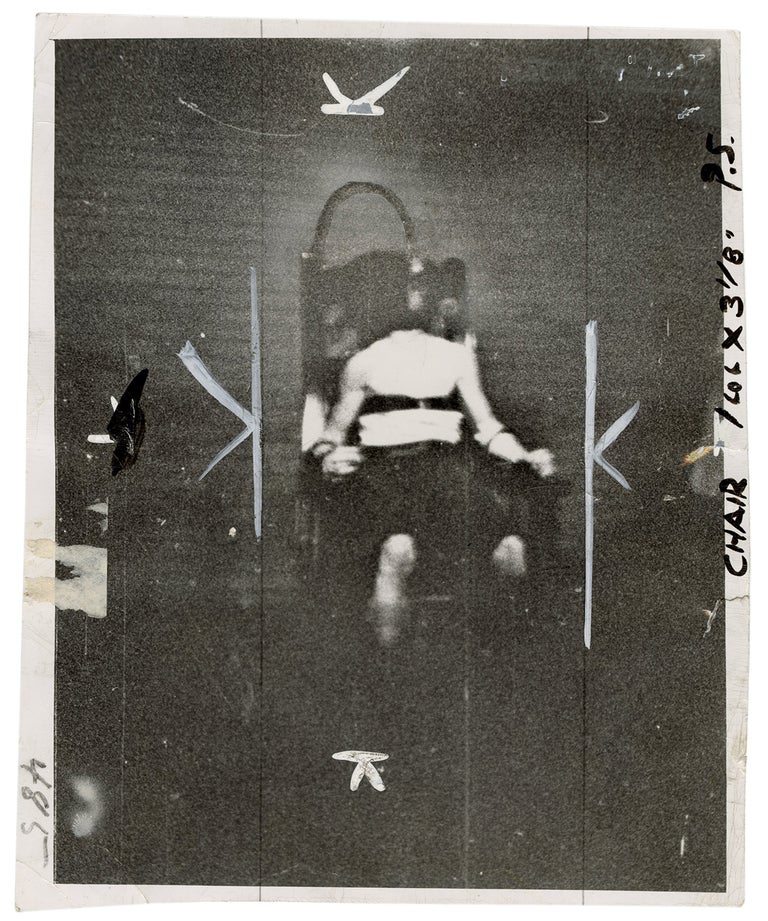 Item #4000 [MURDER AND CAPITAL PUNISHMENT]. Vintage Press photo of the execution of James Morelli in the electric chair. Joe Migon, photographer.