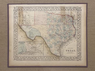 Item #4022 [ORIGINAL 1867 COUNTY MAP OF TEXAS]. County Map of Texas [inset: Galveston Bay and...