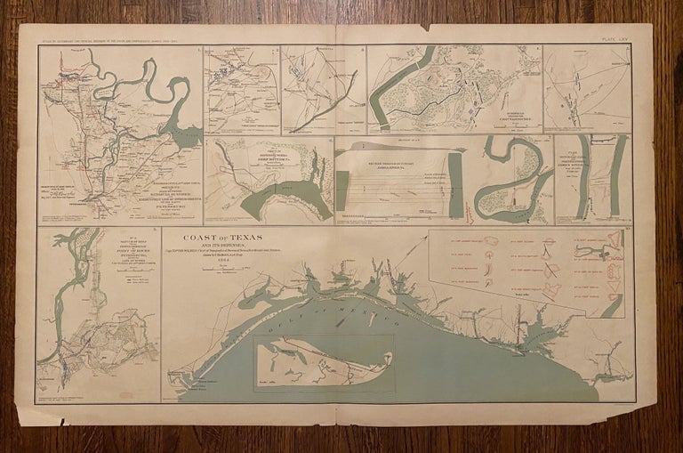 Item #4023 [MAP OF TEXAS]. Coast of Texas and its Defenses [CORPUS CHRISTI and GALVESTON]. Julius Bien.