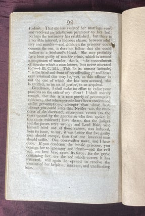 [SOUTH CAROLINA TRIAL 1805]. Report of the Trial of Joshua Nettles and Elizabeth Cannon for the Murder of John Cannon, on the night of the 24th October, 1804