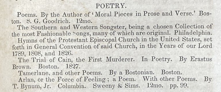 Item #4078 [TAMERLANE]. The North American Review (Volume XXV) containing a notice for "Tamerlane and Other Poems. By a Bostonian" Edgar Allan Poe.