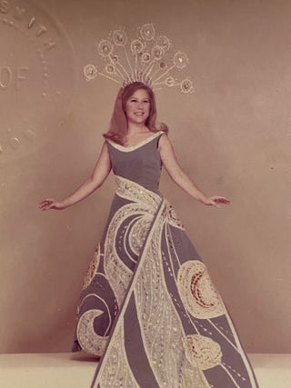 [SAN ANTONIO, TEXAS COSTUME AND HIGH SOCIETY]. Collection of 21 original color photographs of the Fiesta Parade "Queens and Princesses" in spectacular gowns and trains. TOGETHER WITH: The Order of the Alamo Presents The Court of Gardens (program)