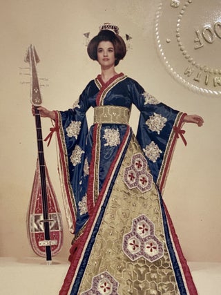 [SAN ANTONIO, TEXAS COSTUME AND HIGH SOCIETY]. Collection of 21 original color photographs of the Fiesta Parade "Queens and Princesses" in spectacular gowns and trains. TOGETHER WITH: The Order of the Alamo Presents The Court of Gardens (program)