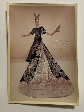 [SAN ANTONIO, TEXAS COSTUME AND HIGH SOCIETY]. Collection of 21 original color photographs of the Fiesta Parade "Queens and Princesses" in spectacular gowns and trains. TOGETHER WITH: The Order of the Alamo Presents The Court of Gardens (program)