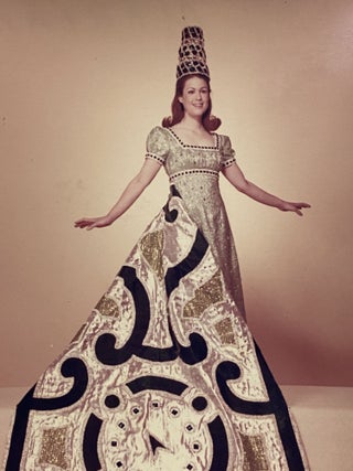 [SAN ANTONIO, TEXAS COSTUME AND HIGH SOCIETY]. Collection of 21 original color photographs of the Fiesta Parade "Queens and Princesses" in spectacular gowns and trains. TOGETHER WITH: The Order of the Alamo Presents The Court of Gardens (program)