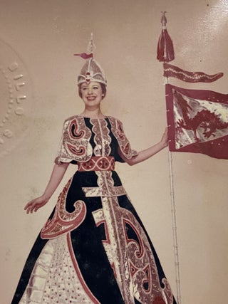 [SAN ANTONIO, TEXAS COSTUME AND HIGH SOCIETY]. Collection of 21 original color photographs of the Fiesta Parade "Queens and Princesses" in spectacular gowns and trains. TOGETHER WITH: The Order of the Alamo Presents The Court of Gardens (program)