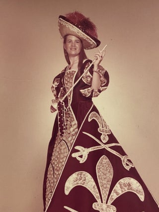 [SAN ANTONIO, TEXAS COSTUME AND HIGH SOCIETY]. Collection of 21 original color photographs of the Fiesta Parade "Queens and Princesses" in spectacular gowns and trains. TOGETHER WITH: The Order of the Alamo Presents The Court of Gardens (program)