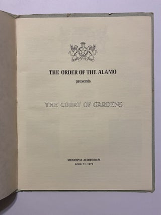 [SAN ANTONIO, TEXAS COSTUME AND HIGH SOCIETY]. Collection of 21 original color photographs of the Fiesta Parade "Queens and Princesses" in spectacular gowns and trains. TOGETHER WITH: The Order of the Alamo Presents The Court of Gardens (program)
