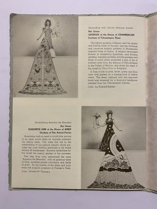 [SAN ANTONIO, TEXAS COSTUME AND HIGH SOCIETY]. Collection of 21 original color photographs of the Fiesta Parade "Queens and Princesses" in spectacular gowns and trains. TOGETHER WITH: The Order of the Alamo Presents The Court of Gardens (program)