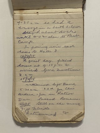 [MANUSCRIPT]. [FIRST WORLD WAR TRENCHES DIARY]. Diary of a British soldier of the 49th Infantry Division, ending abruptly on December 19, 1915, the first day Phosgene gas was used against the British