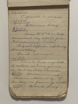 [MANUSCRIPT]. [FIRST WORLD WAR TRENCHES DIARY]. Diary of a British soldier of the 49th Infantry Division, ending abruptly on December 19, 1915, the first day Phosgene gas was used against the British