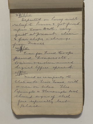 [MANUSCRIPT]. [FIRST WORLD WAR TRENCHES DIARY]. Diary of a British soldier of the 49th Infantry Division, ending abruptly on December 19, 1915, the first day Phosgene gas was used against the British