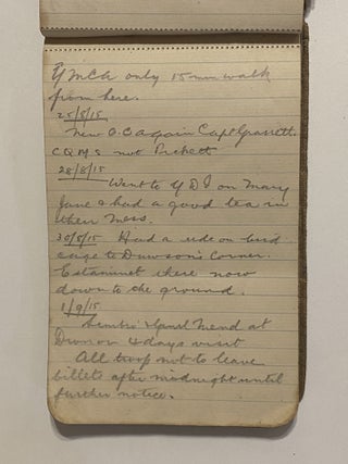 [MANUSCRIPT]. [FIRST WORLD WAR TRENCHES DIARY]. Diary of a British soldier of the 49th Infantry Division, ending abruptly on December 19, 1915, the first day Phosgene gas was used against the British