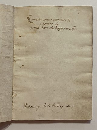 Item #4534 [MANUSCRIPT FAIR-COPY OF A FORGOTTEN 16TH CENTURY ITALIAN "CROSS-DRESSING"...