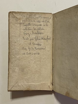 [Carcel de Amor - Italian, 1518]. Carcer Damore. Tradotto dal [...] Lelio de Manfredi Ferrarese de doma Spagno in Lingua Materna